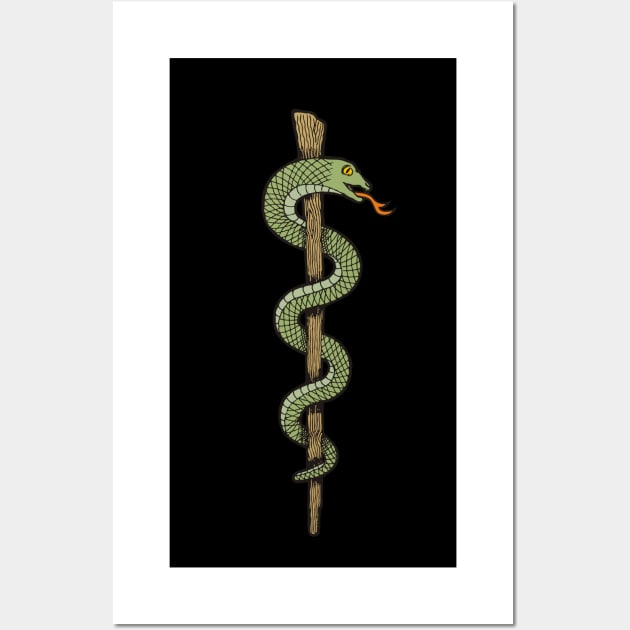 One Snake Caduceus Wall Art by sifis